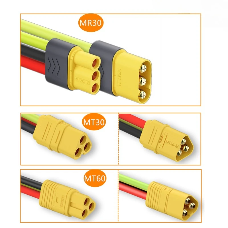 MR30 MT30 MT60 موصل التوصيل المقبس سلك كابل أنثى ذكر 3 دبابيس ل مروحية ل مروحية لبطارية ليثيوم أيون Amass #4