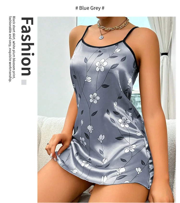 Women's Satin Floral Print Nightdress