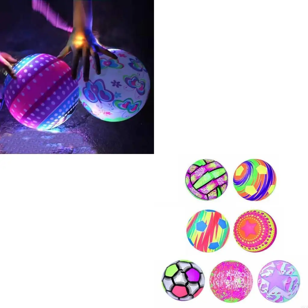   Fitness Skipping Ball Toy Flashing Luminous Bouncy Football for w/ LED Flashing Light Sensory Novelty Gag Child Party Pr
