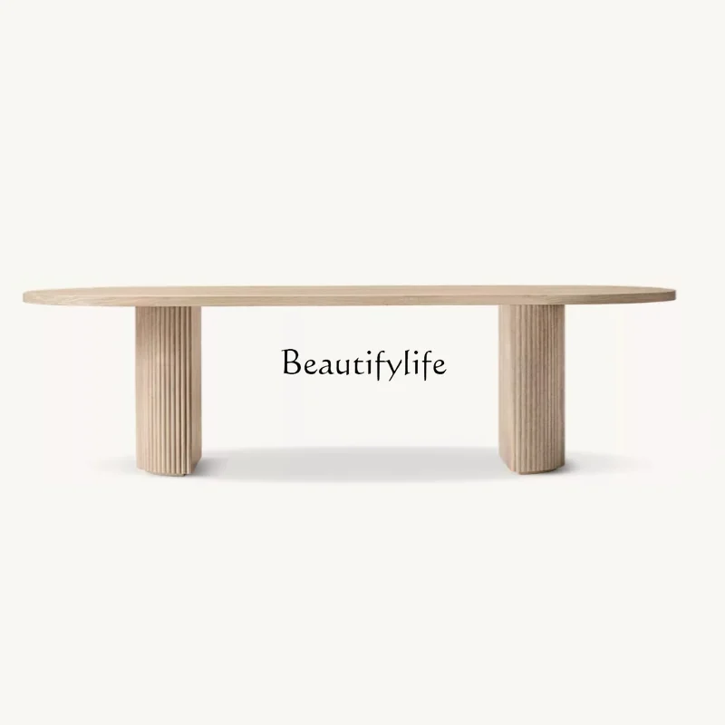 

American simple solid wood retro rectangular dining table home dining room furniture