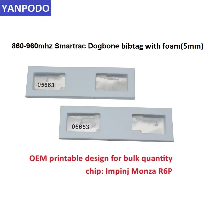 Imagem -02 - Yanpodo-etiqueta Adesiva Passiva para Gerenciamento de Armazém Uhf Rfid Tag Dogbone Smartac Chip u8 r6 Longo Alcance 135m