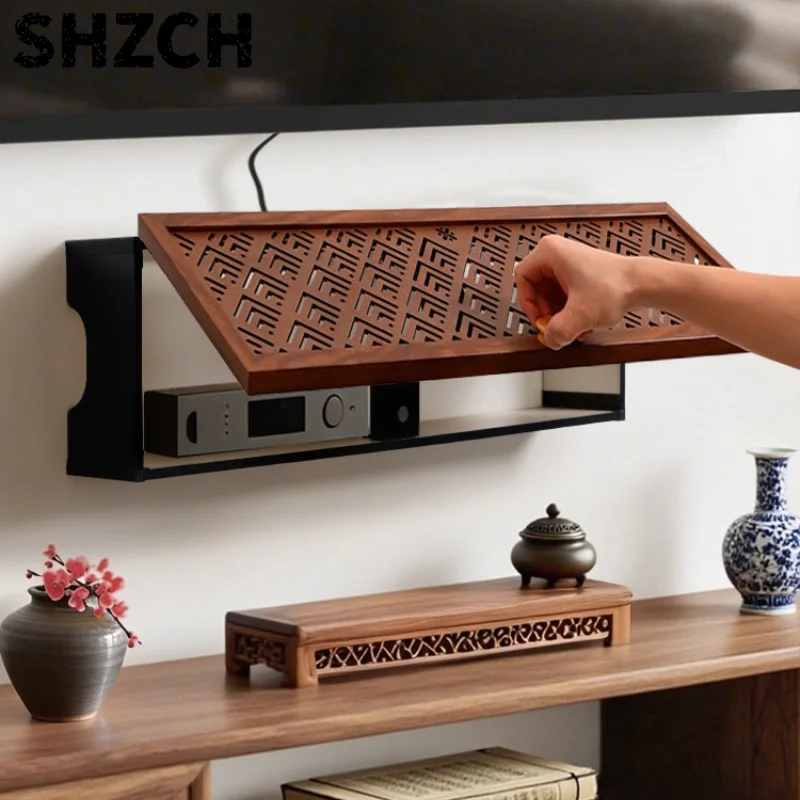 outer Storage Box Wooden Strong Signal Durable Simple Modern Cable Management Hide Modem Cover No Drilling for TV Stand
