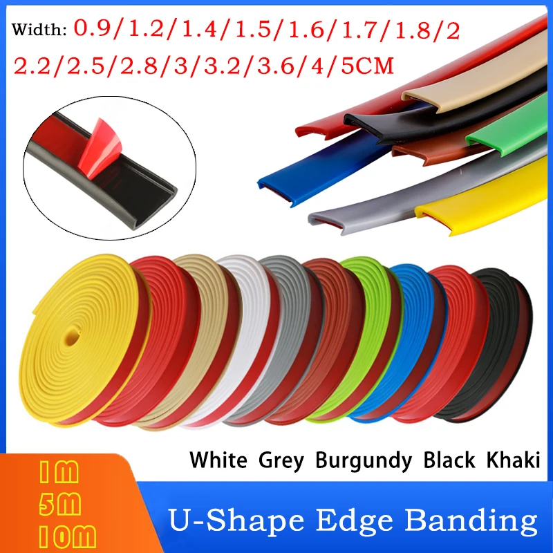 

Length:1/5/10M Width: 0.9~5cm TPE Self-Adhesive U Shaped Edge Banding Seal For Furniture Cabinet Desk Edge Guard Protector