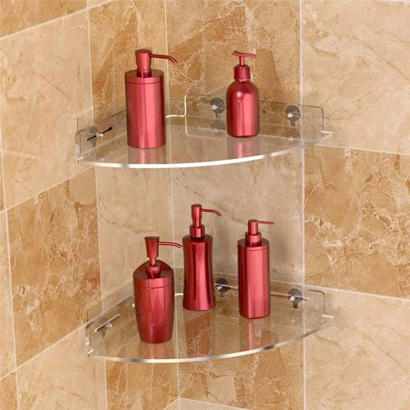 

ABLN-Floating Corner Shelf For Bathroom 2Pcs Triangle Wall Mount Storage Rack Shelves For Kitchen Bedroom