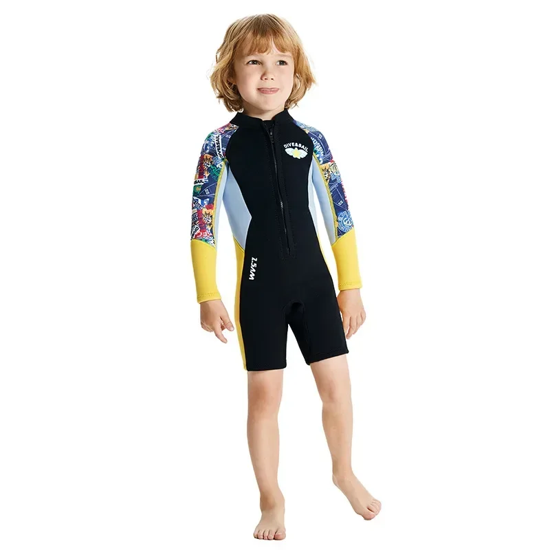 2.5MM Neoprene Youth Kids Wetsuit Summer Surfing Suit Short Sleeve Diving Snorkeling Swimming One-piece Scuba Dive Swimwear Girl