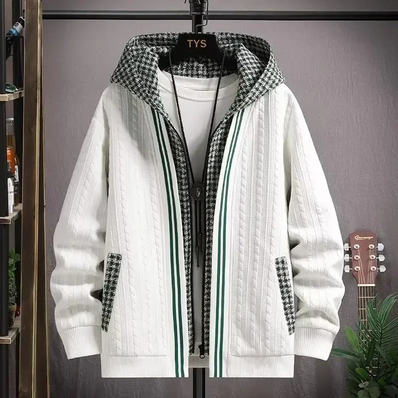 Two-Fake Hoodie Men's Cardigan Sweaters Fashion Casual Youth Coat Spring Autumn Hooded Jackets Handsome Man Hooded Tops Jumpers