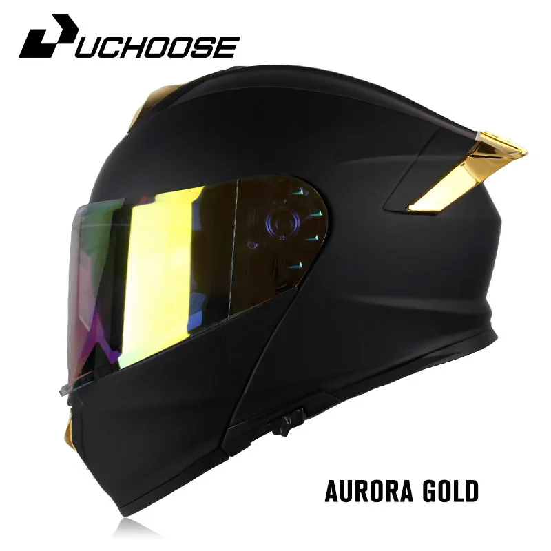 DOT Uchoose Full FaceApproved Helmets Crash Motorbike Protective Gear Men Women Flip Up Helmet Motorcycle Visor Double Sun