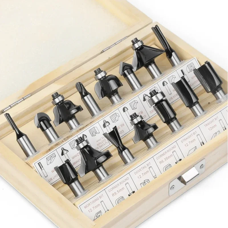 Woodworking Usa - 15個入り 8mmシャンク ルータービットセット トリミングストレートミリングカッター 木材用タングステンカーバイド製 木工用切削工具
