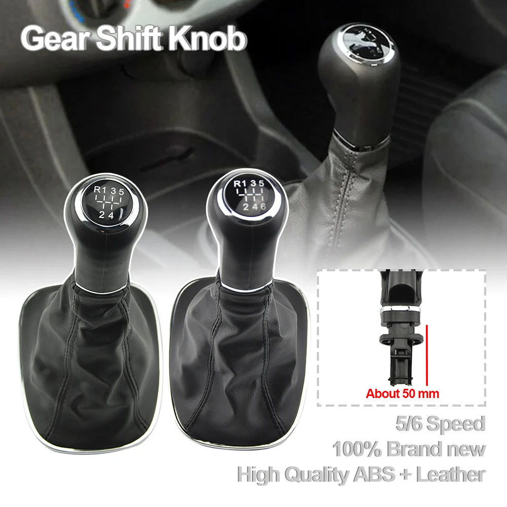 5/6-Gang-Schaltknauf mit Schaltsack-Abdeckung in Schwarz, passend für Opel Corsa D 2006 2007 2008 2009 2010 2011 2012 2013 2014 – Detail 5