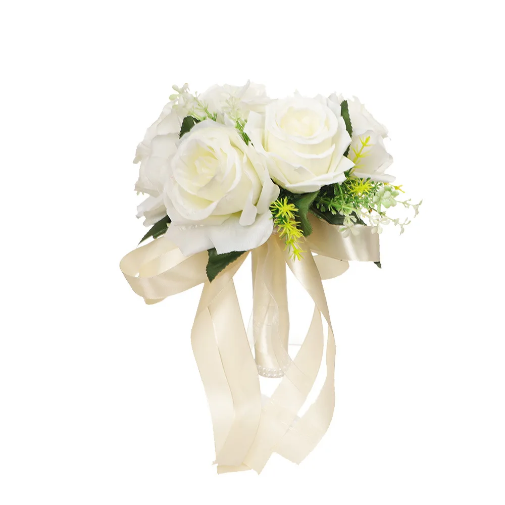 Western Style Wedding Bouquet Silk Flower Simulation Rose Bouquet Small Size New Sen Style Bride Bouquet