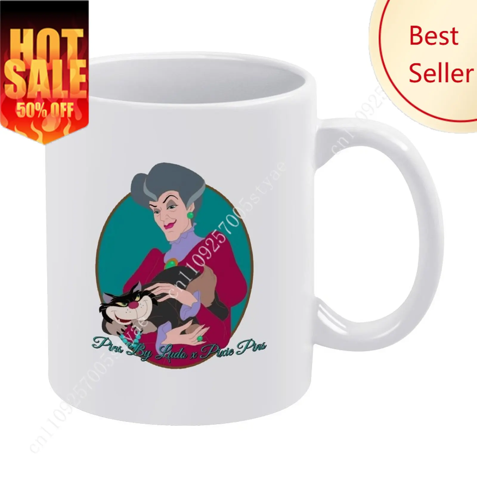

Lady Tremaine Mug Disney Cartoon Customization Upload Your Own Image Logo Text Coffee Cup Holidays Birthday Ceramic Cup