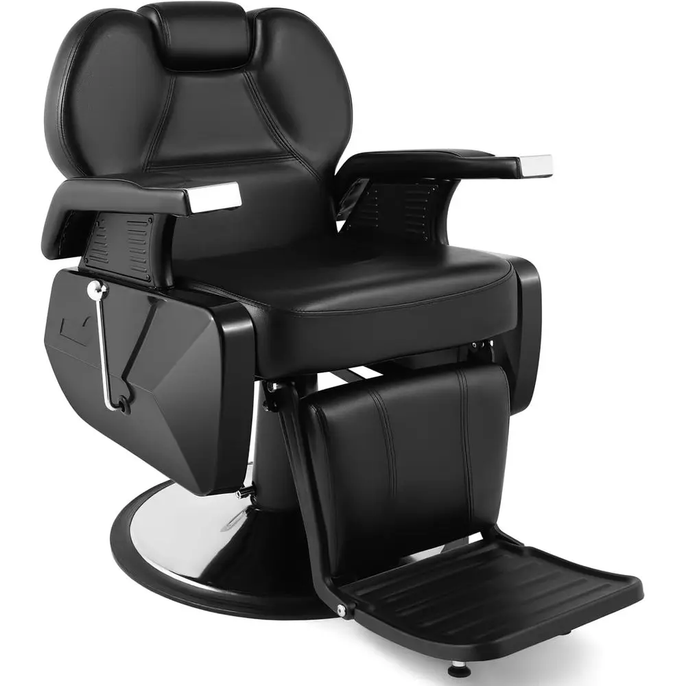 

Прочное кресло для парикмахеров, тату-мастеров и визажистов с 21-позиционной регулировкой наклона, грузоподъемность 450 фунтов, черное