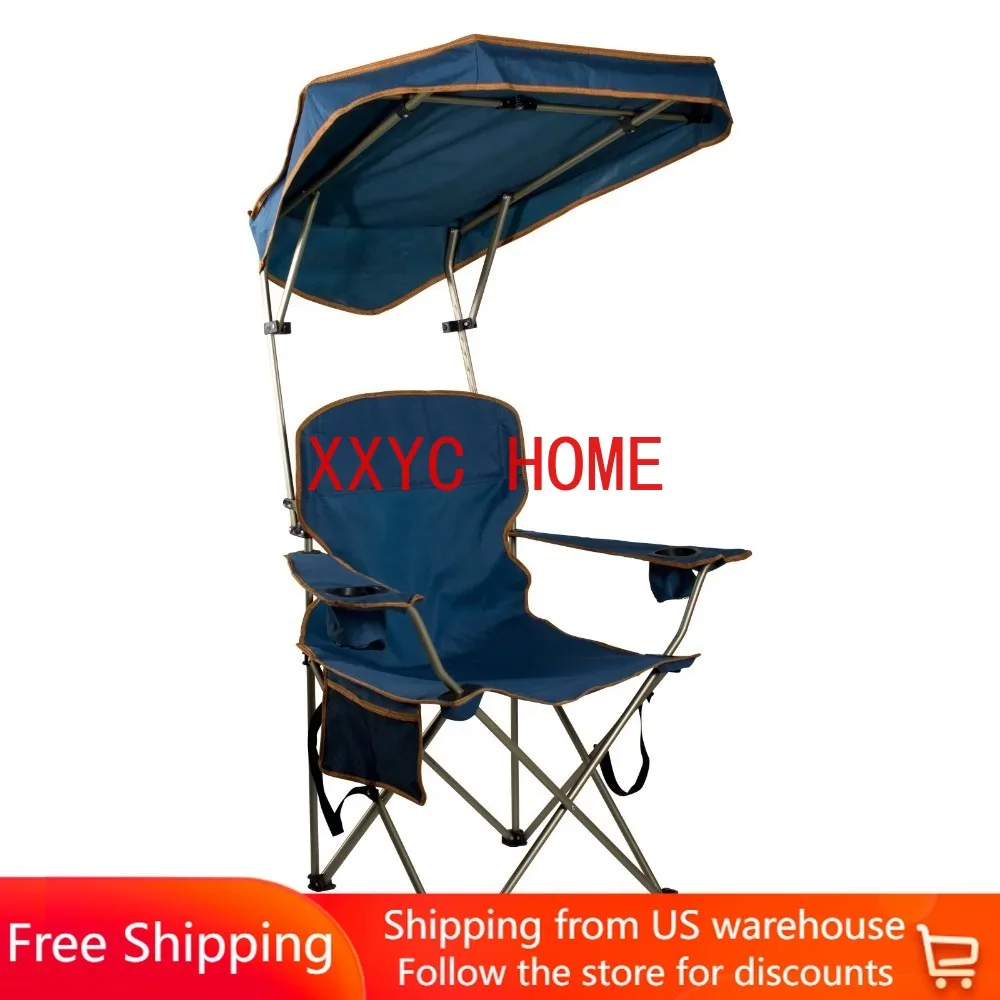 Adjustable Folding Camping Chair Blue Outdoor Portable Folding Sun Visor Chair Outdoor Camping Shade Fishing Outdoor Furniture