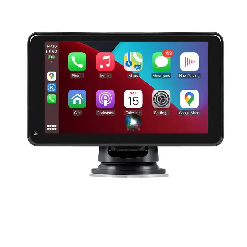 

7-дюймовый портативный автомобильный смарт-экран, беспроводной Carplay Android Auto, автомобильный дисплей высокой четкости 2,5D