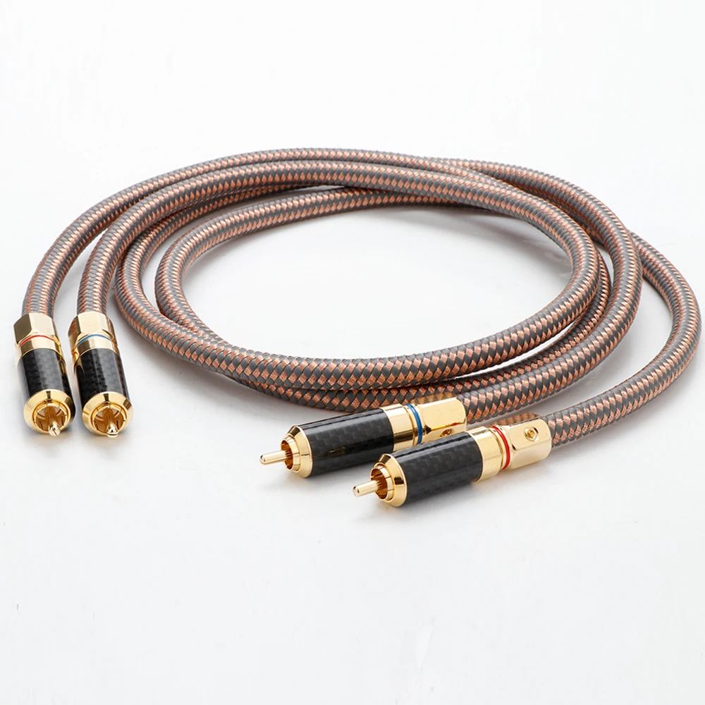 

Hi End Accuphase 40th Anniversary RCA Cable OCC Pure Copper Carbon fiber Plug Professional RCA Line For Amplifier DAC TV Cable