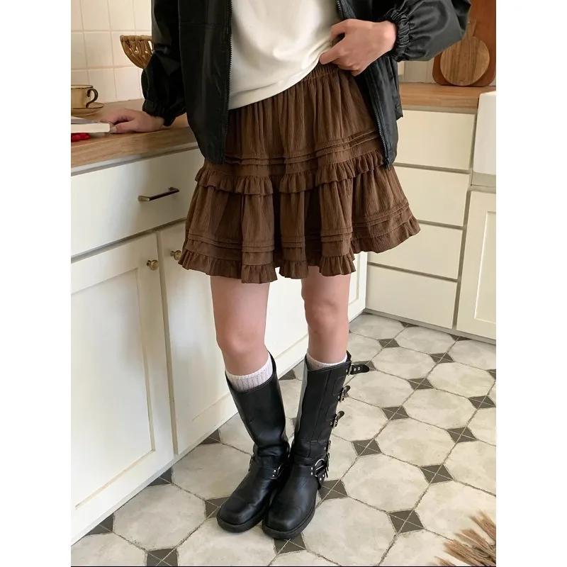 

Многослойная милая эластичная бархатная короткая юбка с высокой талией