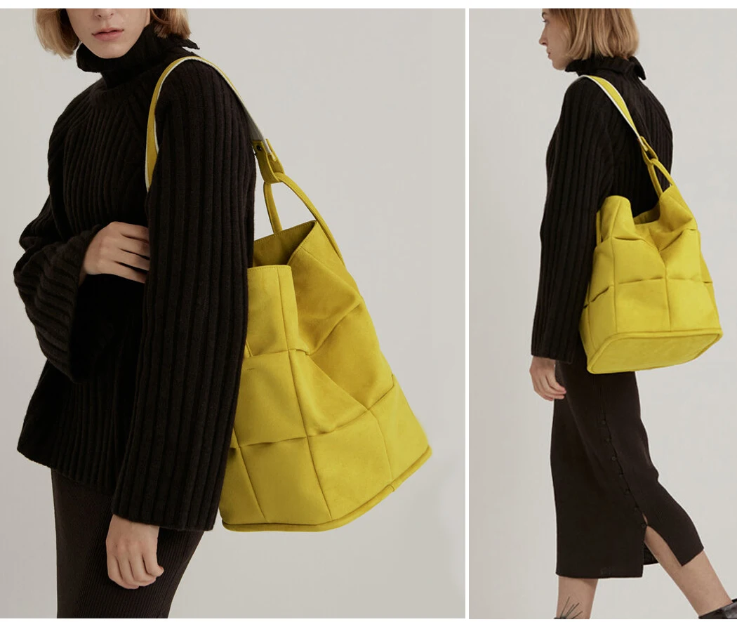 Designermarke, große Kapazität, neue Eimertasche aus mattiertem Flanell mit breitem Schultergurt, Schachbrettmuster, karierte Hand-Umhängetasche