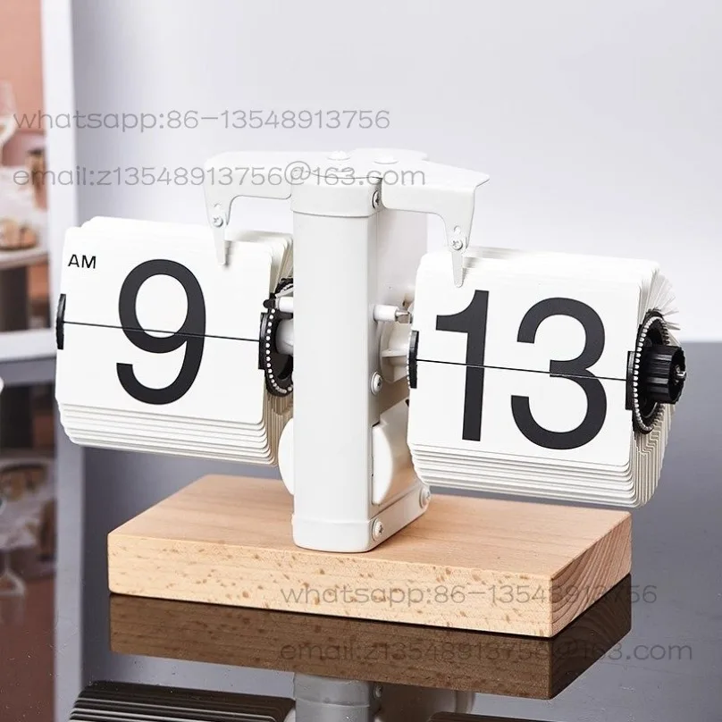 

Automatic page turning clock creative light luxury desktop ornaments vintage mechanical watch pendulum table digital clock