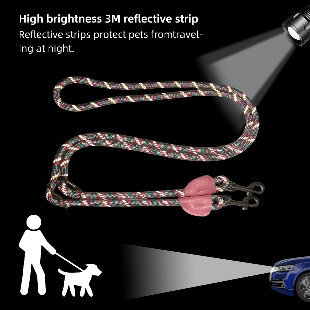 Multifunctional Durable Dog Leash Simple Nylon Lead Rope Outdoor Portable Collar Traction Rope Waist Leash Hands-free Dogs Leash