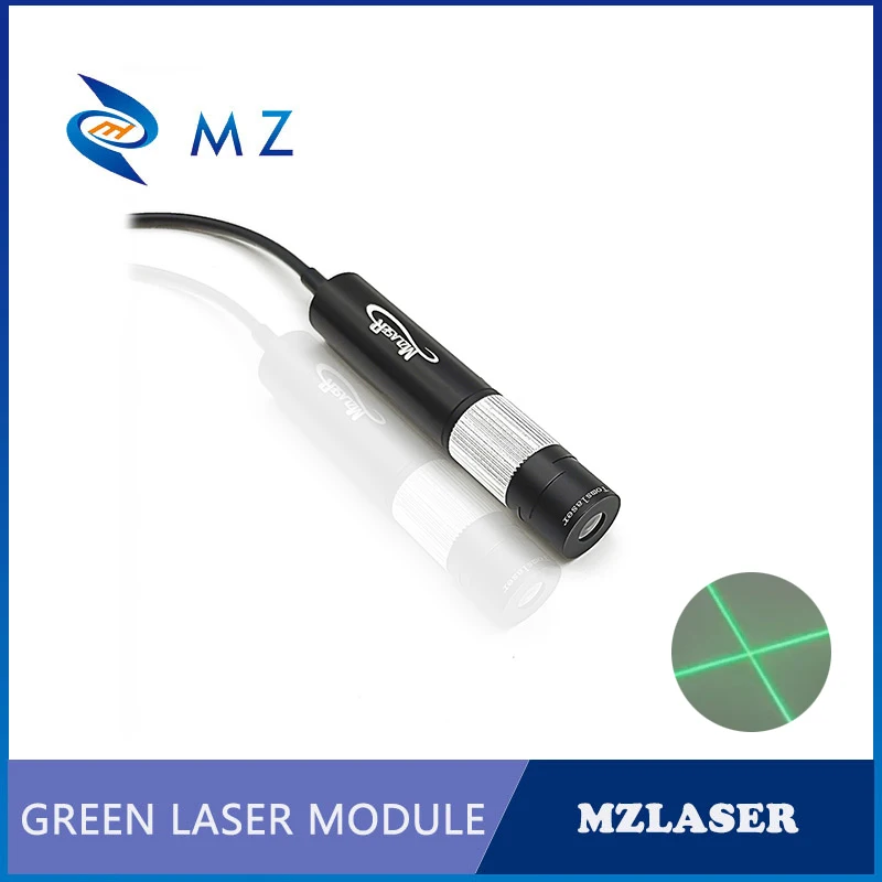 Laser Diode Module Green Cross Adjustable Focusing D16mm 520nm 50/100mW 110 Degrees Glass Lens With Bracket+Power Supply