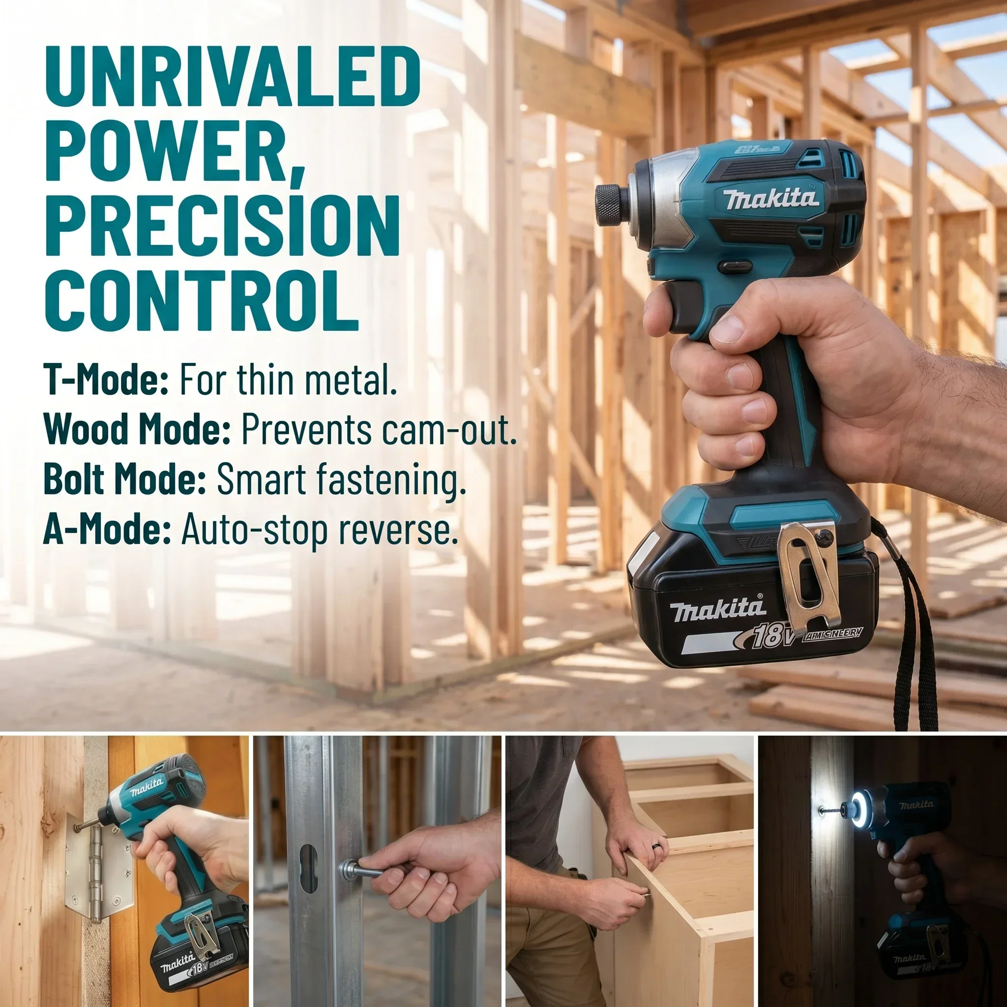 Makita 18V Brushless DTD173D Impact Driver 180N Torque For Deck Railing Screw Driving And Outdoor Repair Projects Fastening