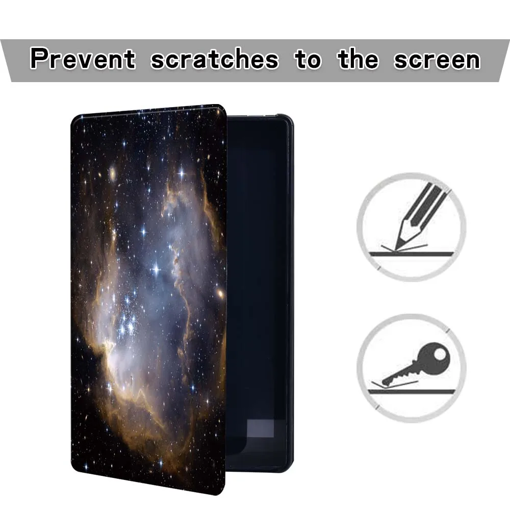 Tablet Stand Cover for Fire HD 10 Plus/5th/7th/9th/11th/HD 8 Plus/6th/7th/8th/10th/Fire 7 5th/7th/9th Space Print Anti-drop Case