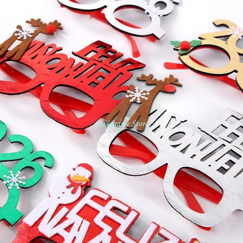 y88a 홀리데이 파티를위한 축제 크리스마스 안경 역할 연극 실용 펠트 및 플라스틱 디자인으로 의상 액세서리