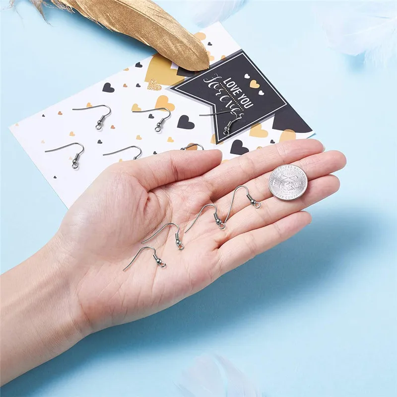 1000pcs 304 Stainless Steel Earring Hooks Ear Wire Dangle Earring Findings for DIY Jewelry Making Accessories