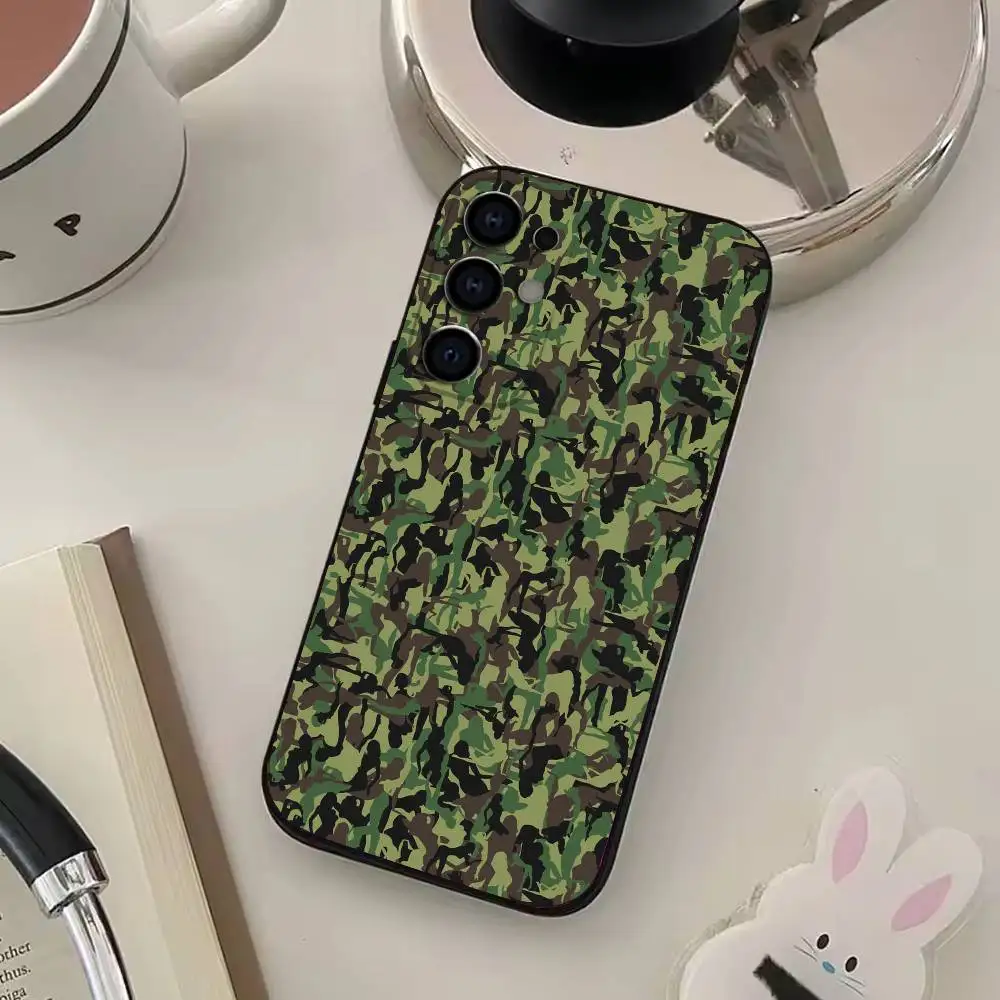 Camouflage Camo Phone Case For Samsung S25,S24,S21,S22,S23,S30,Ultra,S20,Plus,Fe,Lite,Soft Black Cover