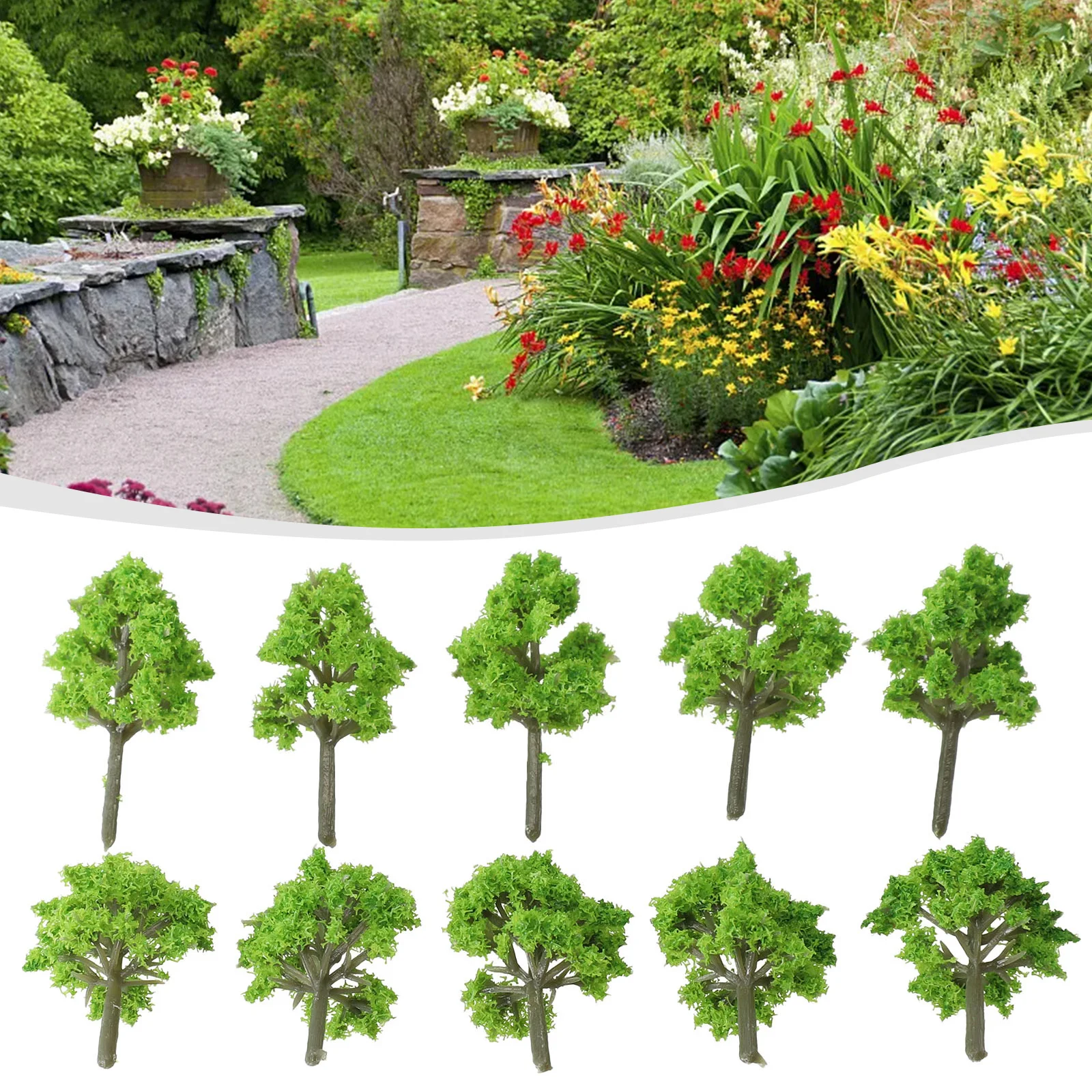 Scène modèle arbres décoration Diorama vert paysage disposition Mini bricolage en plastique chemin de fer résine 10 pièces échelle