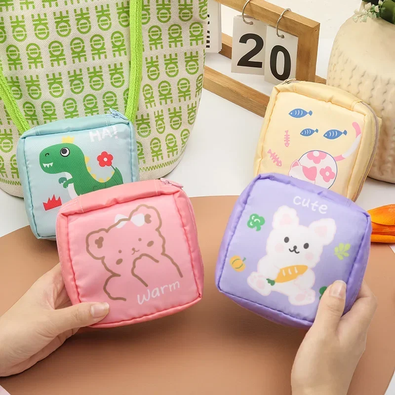 

Sanitary Napkin Storage Bag Cute Cartoon Makeup Portable Student Physiological Aunt Towel Cotton 1Pcs