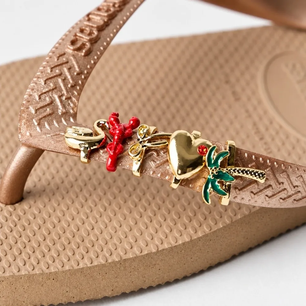 Metal Copper Flip Flop Charms DIY Decorations Trendy Beach Style Flip Flop Decorations Personalized Accessories