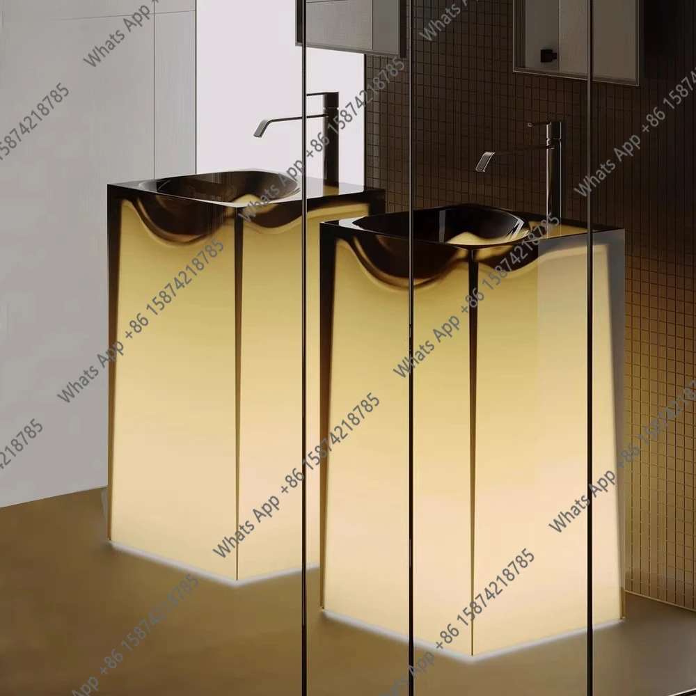 Orange Hotel B & B Transparent Resin Luminous Hand Washbasin Balcony Outdoor Washstand Column Basin Bathroom Cabinet
