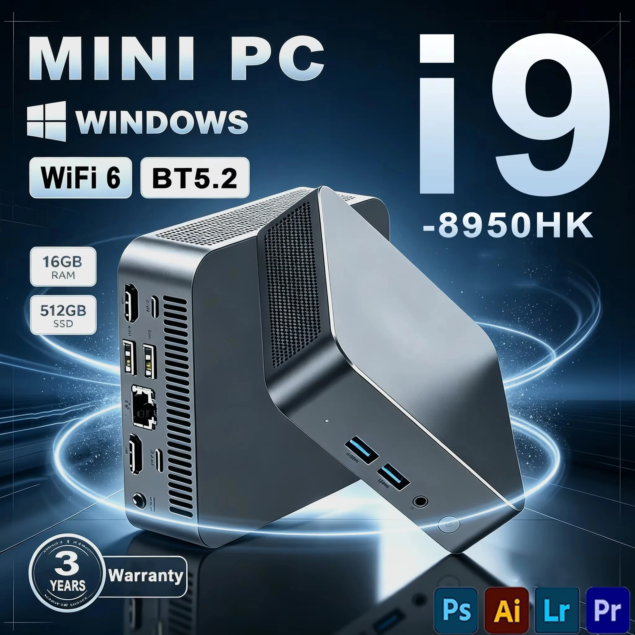 ミニpc、intel-core-i9-8950hk、windows、16gb-ram、1tb-ssd、wi-fi、bluetooth-52、4k-hd、デスクトップpc、ゲーミングpc、ゲーマー向け。