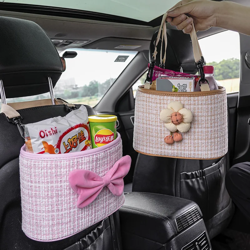 Multifunctional Car Seat Storage Bag Leather Auto Organizer Garbage Bag Universal Fit For Most Car Models