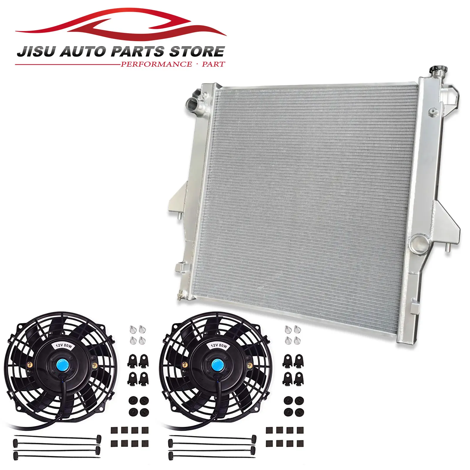 For 2003-2009 Dodge Aluminum radiator + Fans  Chassis Cab Ram 2500 3500 4500 5500 L6 5.9L 6.7L Manual MT