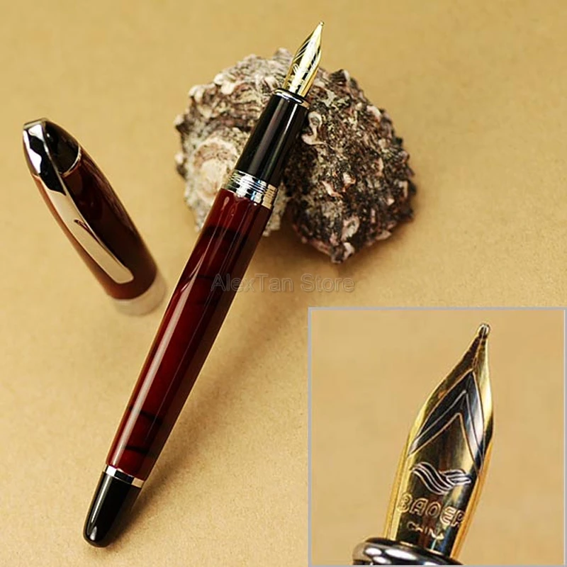 

Baoer Metal 517 Unique Style Fountain Pen With Silver Clip Iridium Medium Nib Beautiful Pattern Writing Gift Pen