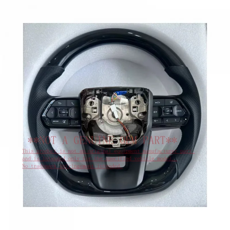 For Toyota Hilux Revo LC70 LC79 LC300 Land Cruiser Fortuner 2017-2021 Glossy Piano Black Leather Steering Wheel Horn Shell