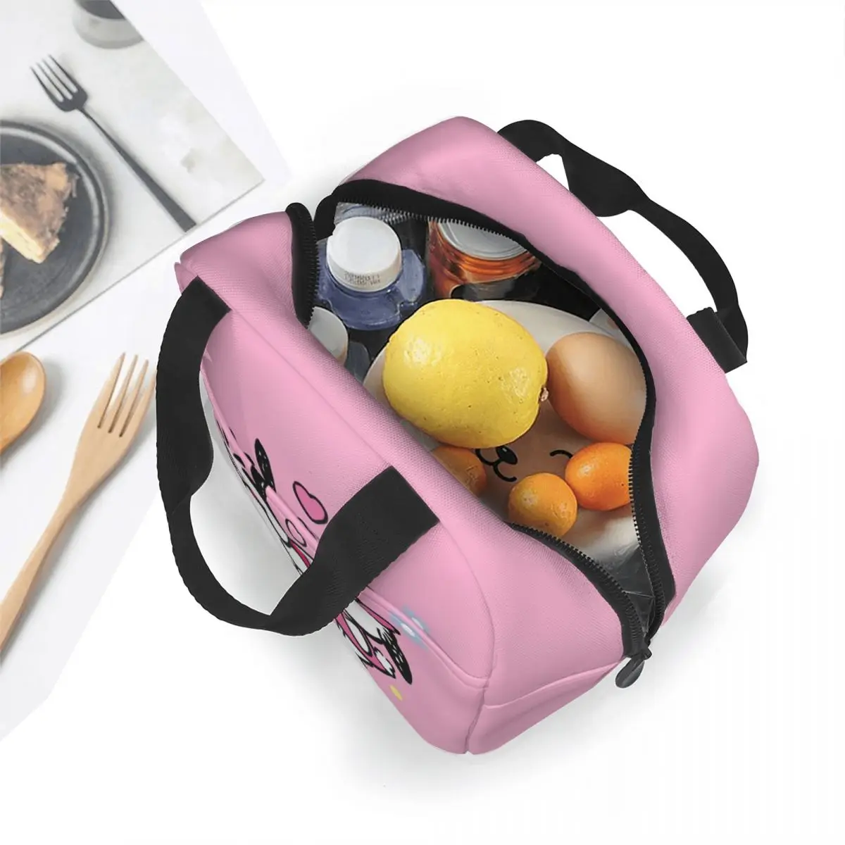 Pochacco Kiss Insulated Lunch Bags Cooler Bag Reusable High Capacity Lunch Box Tote Food Bag School Outdoor