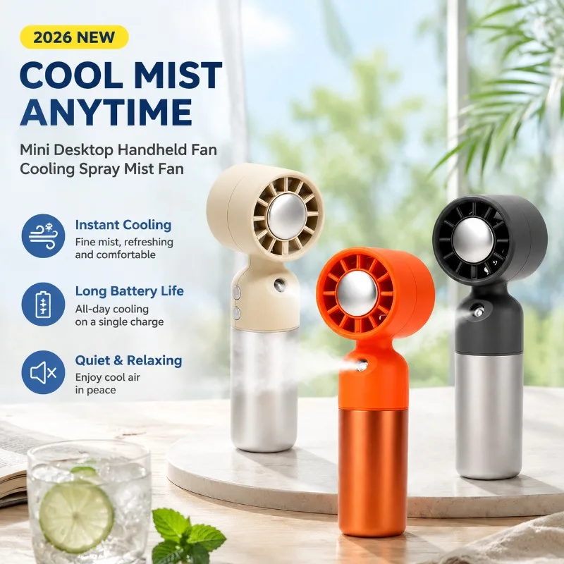 Desktop Mini Cooling Mist Fan High Speed Hydrating Handheld Sprayer Ultra Long Battery Life Low Noise Portable Cool Gadget