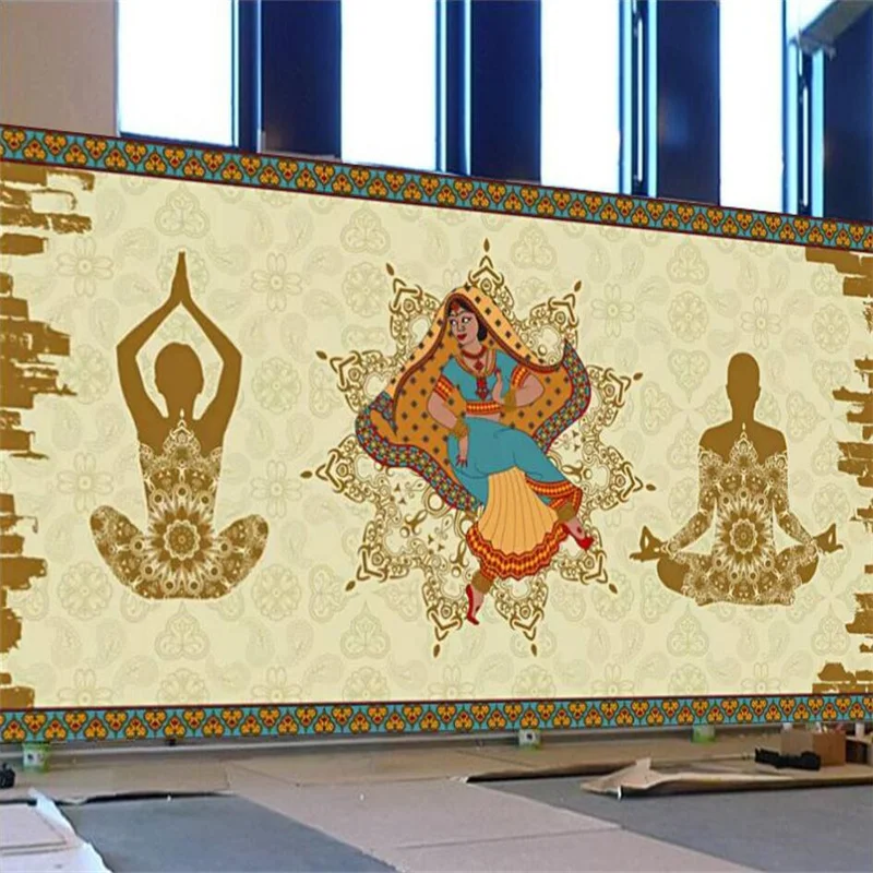 

Custom Vintage Indian Yoga Studio Dance Studio Wall Paper 3D Gym Club Mural Industrial Decor Wallpaper Papel De Parede 3d