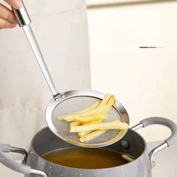 1PC 304 Stainless Steel Strainer Superfine Foaming Kitchen Soybean Milk Filter Screen Chafing Dish Oil Skimmer Strainer   skims