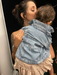 Giacca di jeans con nome personalizzato per bambini piccoli e bambini giacca di jeans personalizzata per bambini regalo di compleanno cappotti da ragazza di fiori di nozze