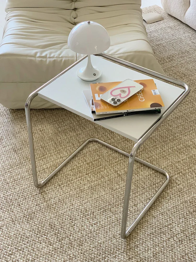 

Modern medieval coffee table simple sofa edge small apartment household metal stainless steel living room corner