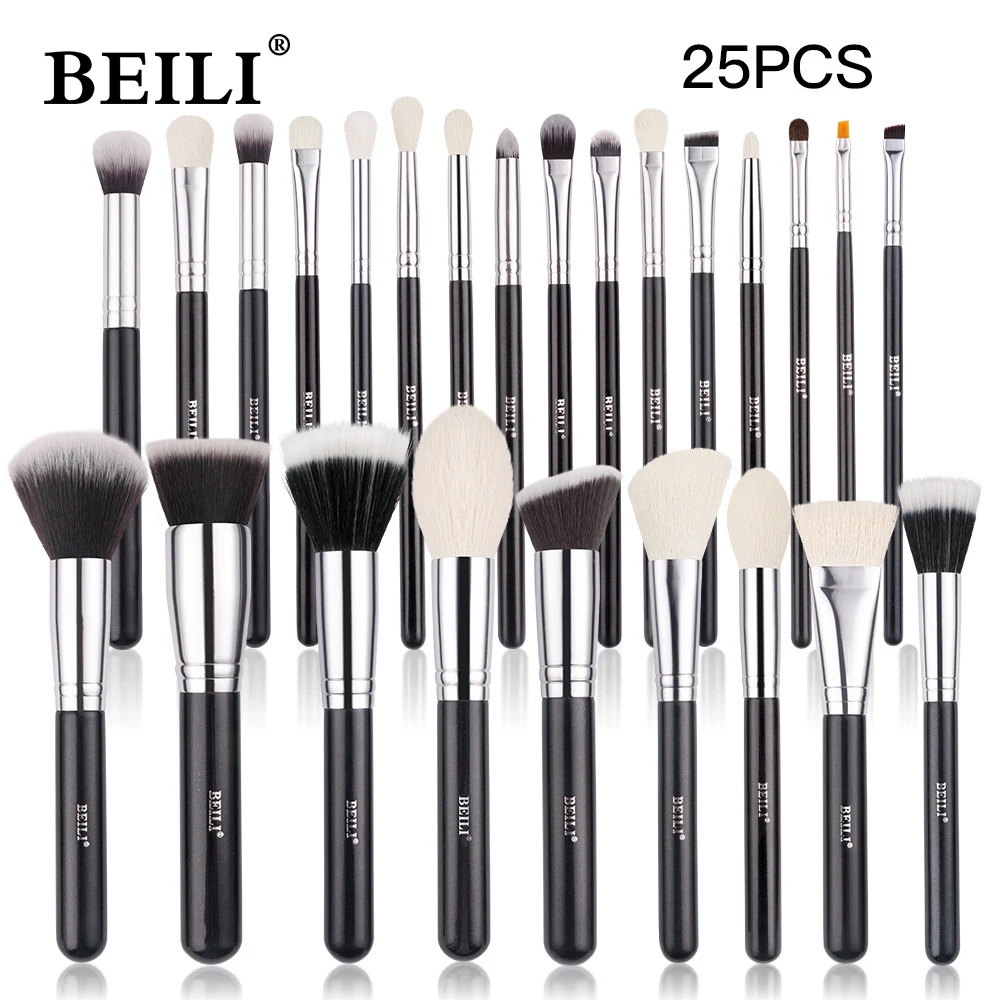 

BEILI Black Goat Hair Professional Makeup Brushes Set Foundation Concealer Eyeshadow Blending Make Up Brush brochas maquillaje