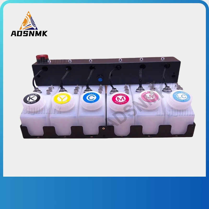 6-color Continuous Ink Supply System CISS for DTG DTF Solvent Printer 500ml CMYKLCLM Ink Tank Level Sensor Warning Buzzer