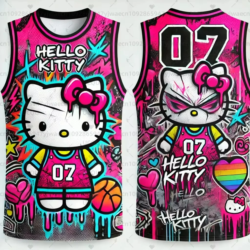 Camiseta Regata Esportiva Masculina e Feminina Estampada em 3D Hello Kitty para Treino de Verão