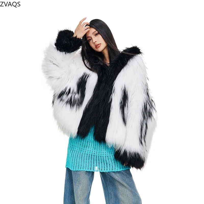 ZVAQS Natural White Raccoon Fur Coat Women Winter Luxury Clothes Short Fur Jacket High Quality Outerwears Fourrures Femmes 2024