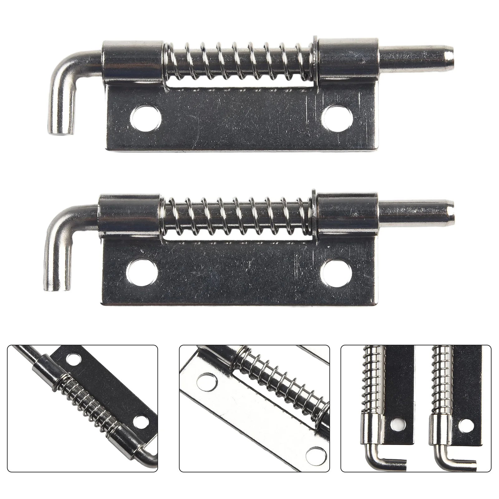 2Pcs Garage Door Lock Latch Spring Latch Stainless Steel Spring Bolts Latches Security Bolt Latch Cabinet Hinges Hardware