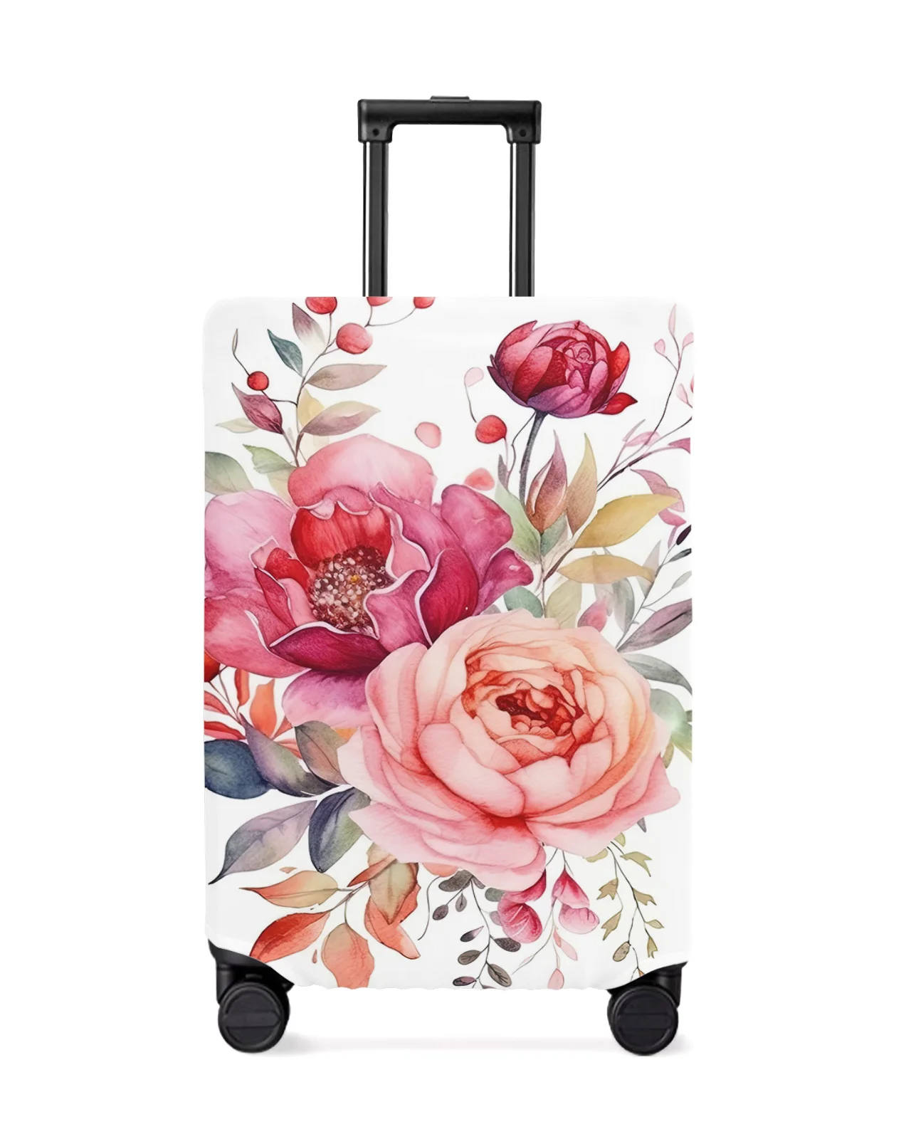 

Peony Flower Leaves Luggage Cover Stretch Suitcase Protector Baggage Dust Case Cover for 18-32 Inch Travel Suitcase Case